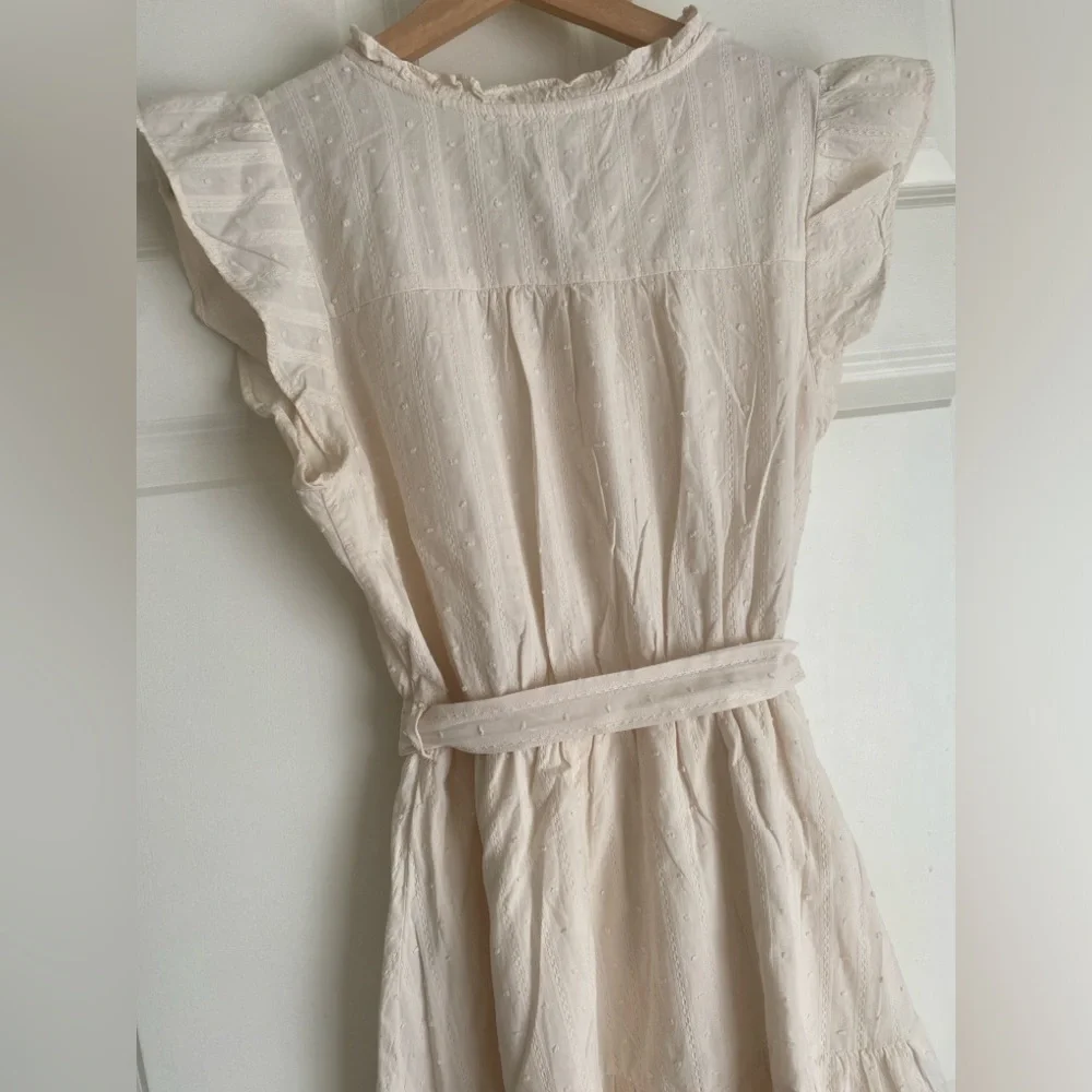 Sweet Wanderer Cream Mini Dress with Tie Waist